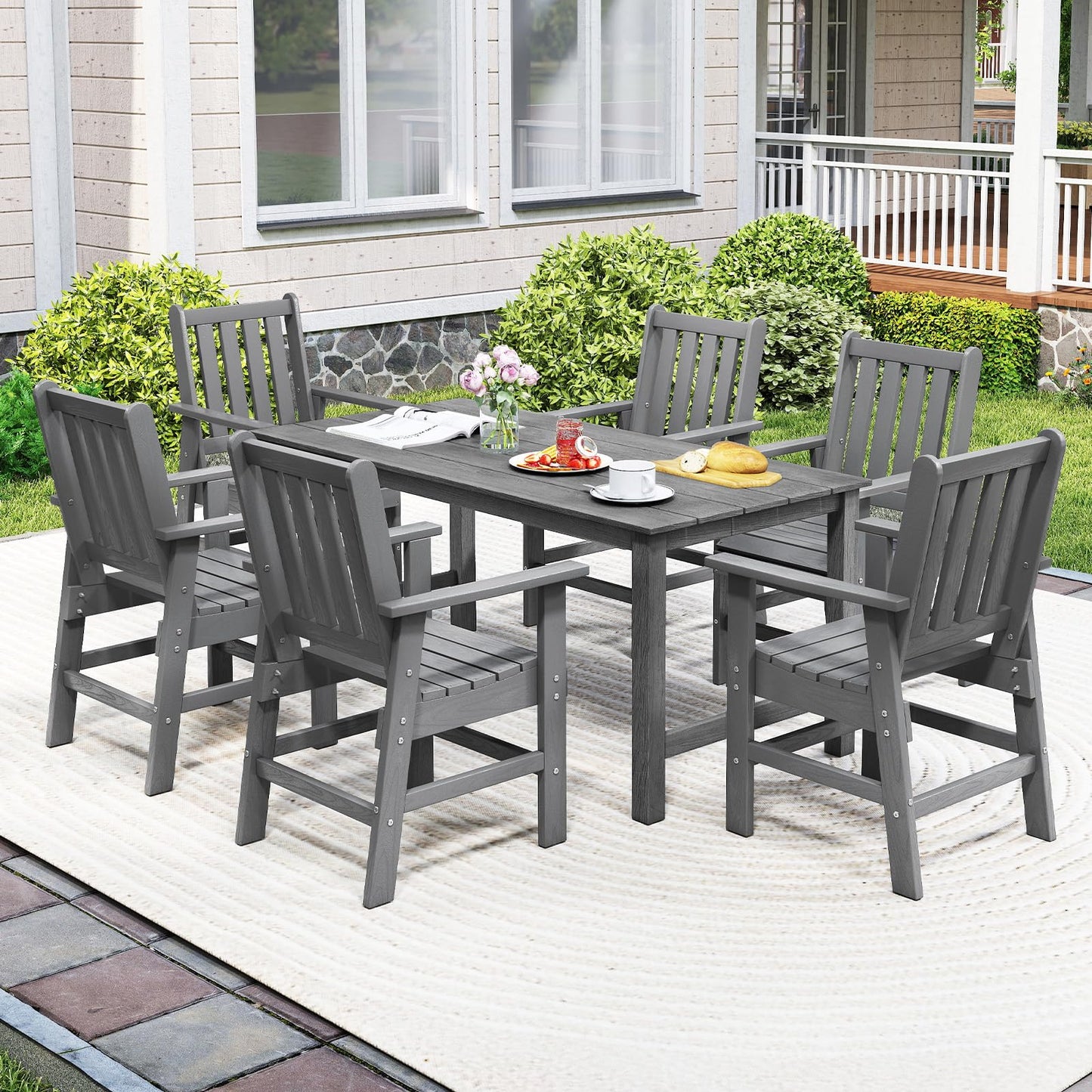 Tangkula 6 Pcs Patio Dining Bench Set for Garden
