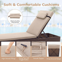 Tangkula Patio Rattan Chaise Lounge for Backyard