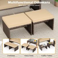 Tangkula Causeuse d'Extérieur 3 Pièces avec 2 Ottomans