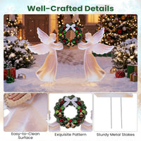 Tangkula Outdoor Christmas Angel & Wreath Decorative Set