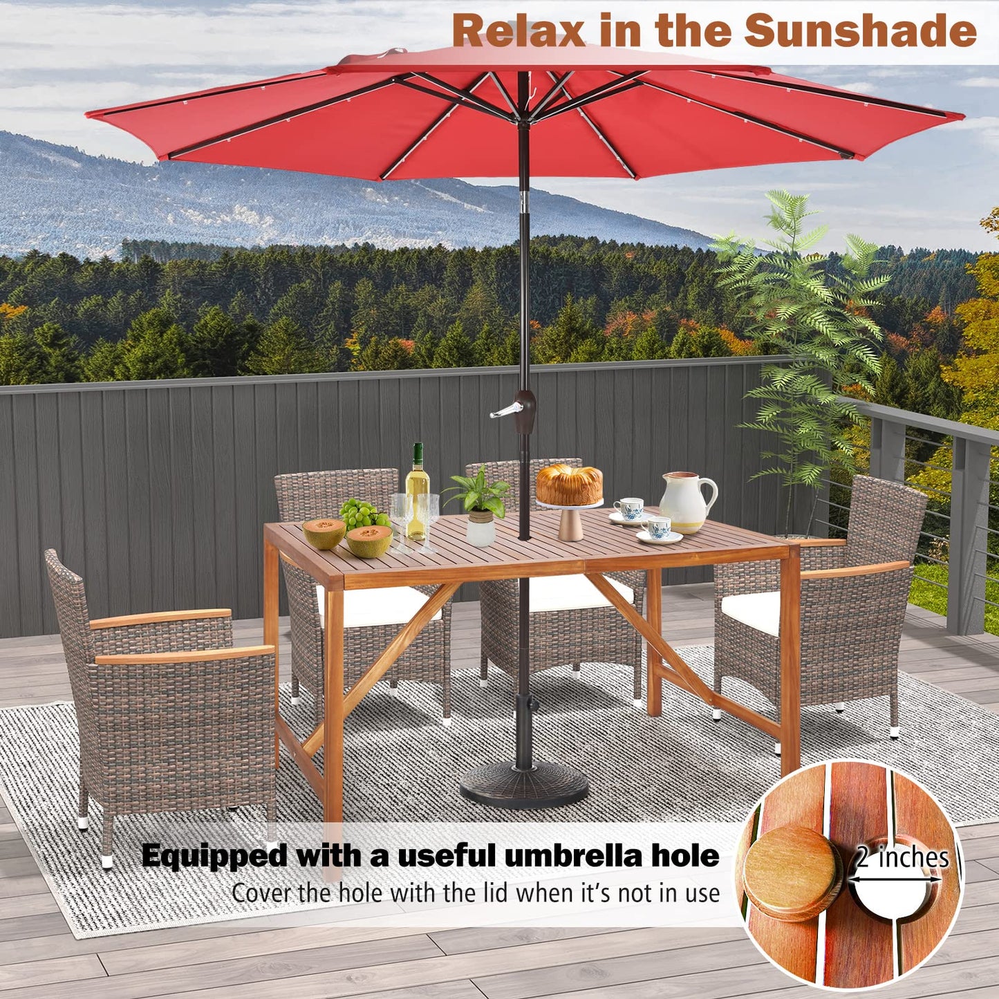Tangkula Outdoor Rectangle Dining Table for Backyard