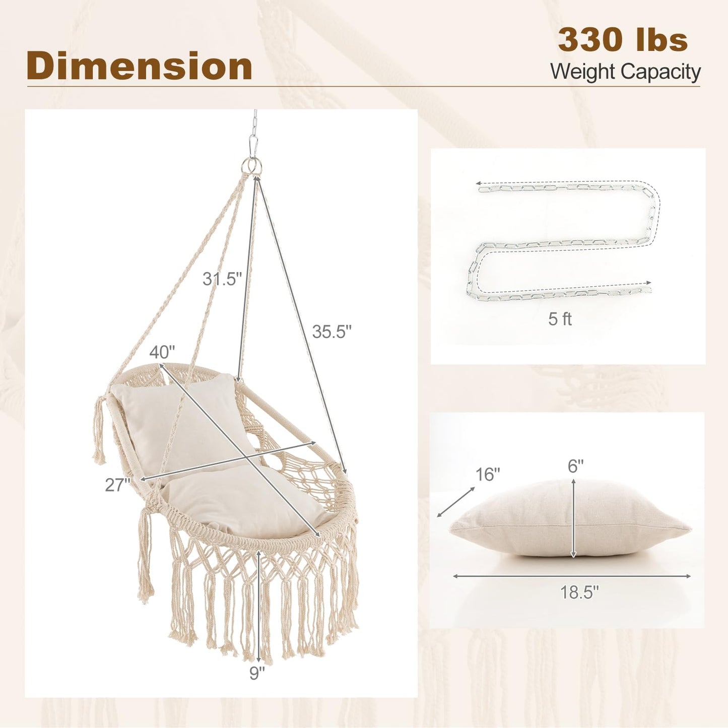 Tangkula Hanging Hammock Chair