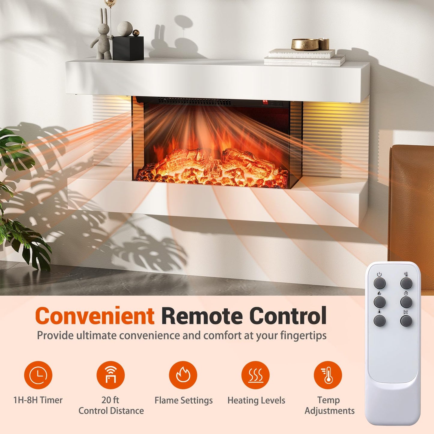 Tangkula 32" Fireplace Mantel with 18 Inches 3-Sided Fire Place