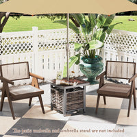 Tangkula 21.5 Inches Outdoor PE Rattan Side Table, All Weather Patio Square End Table with Resin Tabletop