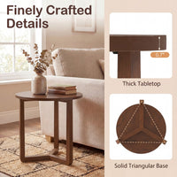 Tangkula Farmhouse 22.5" Round End Table with Solid Rubber Wood Legs (1/2)