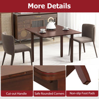 Tangkula 40" Foldable Dining Table w/Solid Rubber Wood Legs