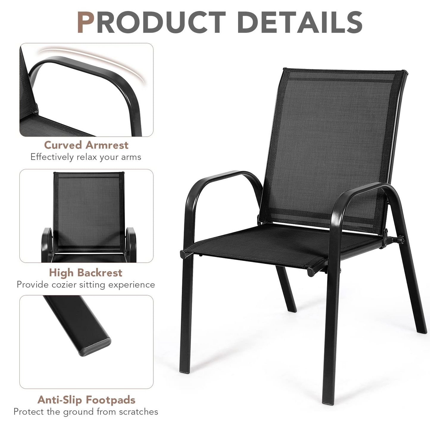 Tangkula Patio Dining Chairs, Outdoor Bistro Chairs