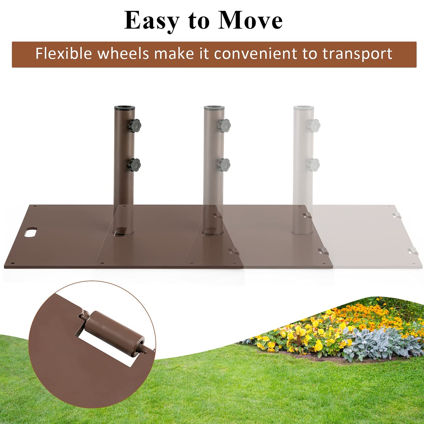 Tangkula 50LBS Patio Umbrella Base with 2 Tightening Knobs & 2 Wheels