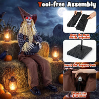 Tangkula 4.4 FT Animated Halloween Sitting Scary Scarecrow Decoration