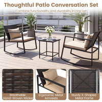 Tangkula 3-Piece Outdoor Rocking Chair Set for Garden Balcony Backyard