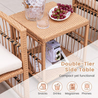 Tangkula 5 Piece Patio Wicker Sofa Set, Outdoor Rattan Conversation Set with Seat & Back Cushions (Natural)