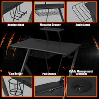 Tangkula Computer Desk Gaming Desk with Headset Hook