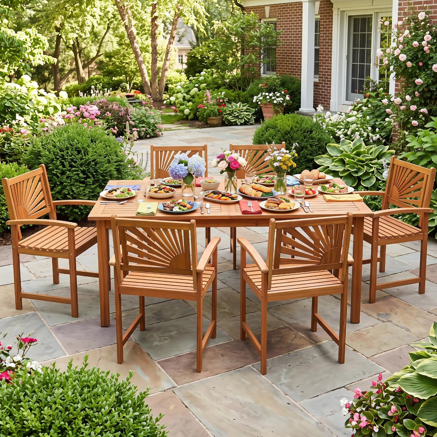 Tangkula Outdoor Acacia Wood Dining Chairs Set