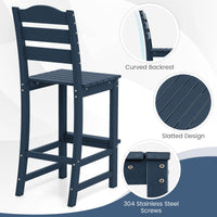 Tangkula Patio HDPE Barstool | Outdoor High Top Bar Chair w/Backrest & Footrest (1/2/4)