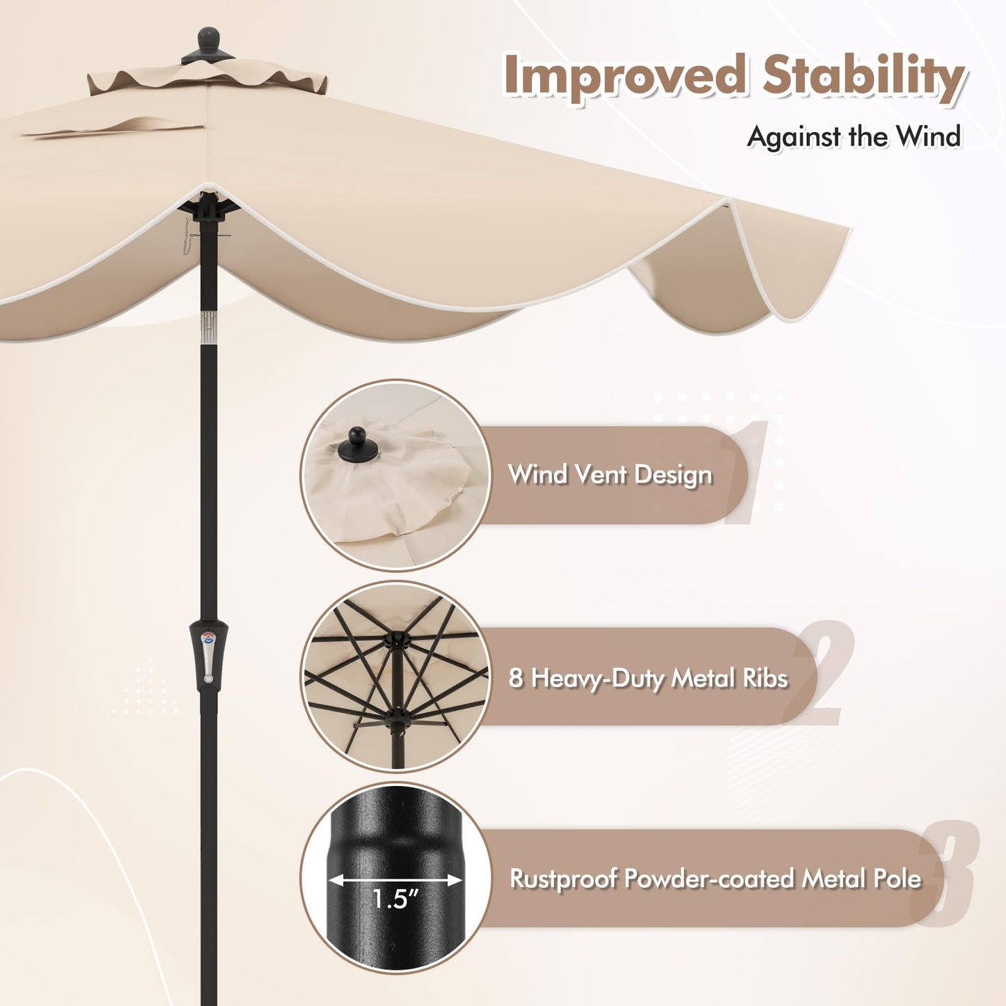 Tangkula 9Ft Patio Umbrella, Outdoor Umbrella with Crank Handle, Push Button Tilt, 2-Tier Beach Umbrella with Sun-Protective Canopy