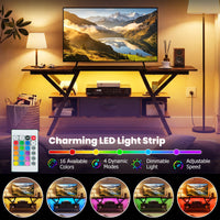 Tangkula TV Stand with Power Outlets & LED Lights for PS5
