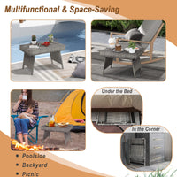 Outdoor Folding Rattan Side Table, Grey - Tangkula