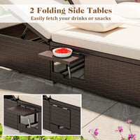 Tangkula Patio Double Chaise Lounge, Patiojoy 6 Position Adjustable Wicker Recliner Bed