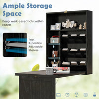 Tangkula Wall Mounted Fold Out Convertible Desk for Home Office