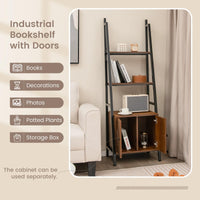 Tangkula 4-Tier Ladder Shelf with Cabinet 63” Tall Bookshelf