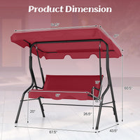 Tangkula 3 Person Porch Swing with Cushions & Canopy