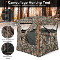 Tangkula 3-in-1 Hunting Blind for 2-4 Person, 360 Degree See Through Ground Blind with Skylight