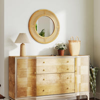 Tangkula Rattan Wall Mirror