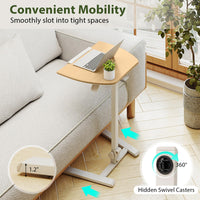 Tangkula Mobile Overbed Bedside Table with Wheels for Home