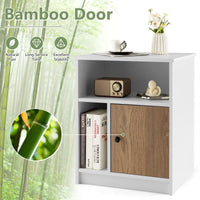 Tangkula Lot de 2 tables de chevet avec porte en bambou et compartiments ouverts