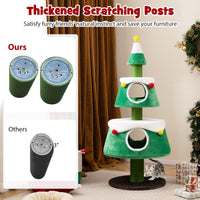 Tangkula Arbre à chat de Noël pour chats d'intérieur, mignonne tour à chat de vacances avec 2 niches