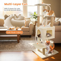 Tangkula 64 Inch Multi-Level Cat Tower with 2 Large Condos & Jute Scratching Posts