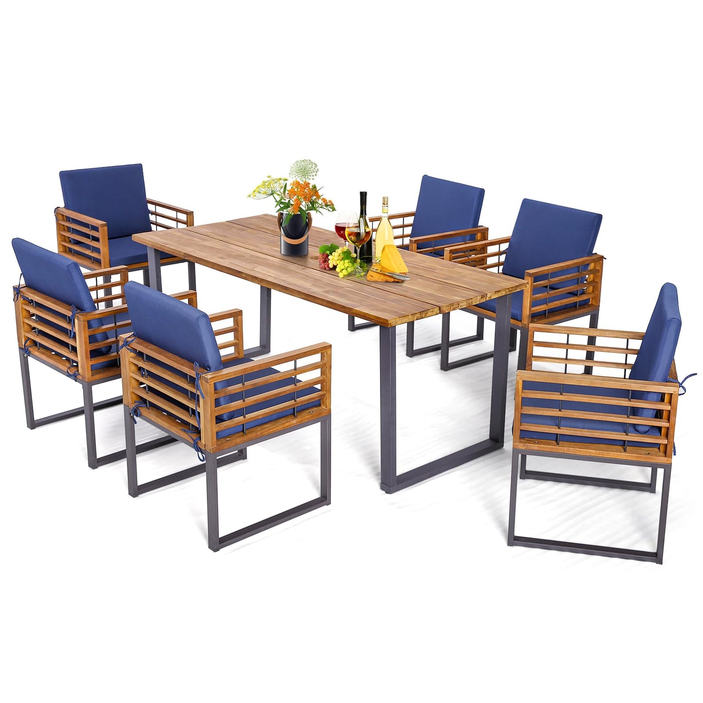Tangkula Patio Dining Chairs Set of 6 for Backyard