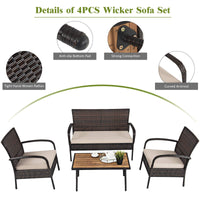 4/8 PCS Patio Rattan Furniture Set, Outdoor Conversation Set