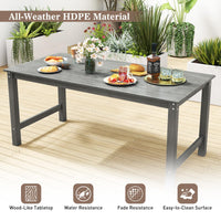 Tangkula 67" HDPE Outdoor Dining Table with Wood-Like Tabletop and Umbrella Hole