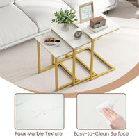 Tangkula Nesting Table Set of 3 Rectangle Stacking Side End Table with Wood Top & Metal Legs