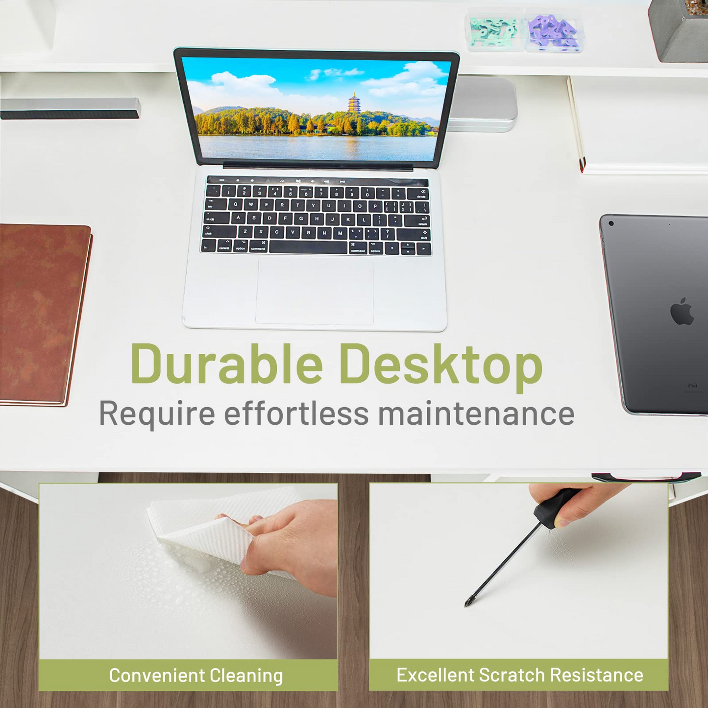 Tangkula Computer Desk with Drawer & Keyboard Tray