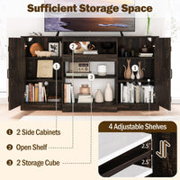 Tangkula 58”L Farmhouse LED TV Stand for TV up to 65 Inch