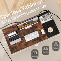Tangkula Bureau informatique avec 2 tiroirs, bureau moderne pour la maison et le bureau avec crochet de suspension et étagère de rangement.