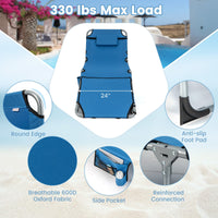Tangkula Tanning Chair, Outdoor Folding Beach Lounge Chair with Face Hole