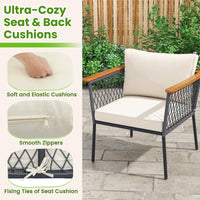 Tangkula 4 Piece Patio Furniture Set, Patiojoy Rattan Chair Set w/ 2-Tier Coffee Table