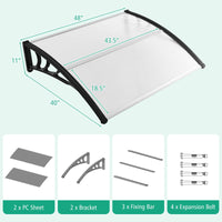 Tangkula 40" x 48" Window Awning, Modern Polycarbonate Overhead Door Awning