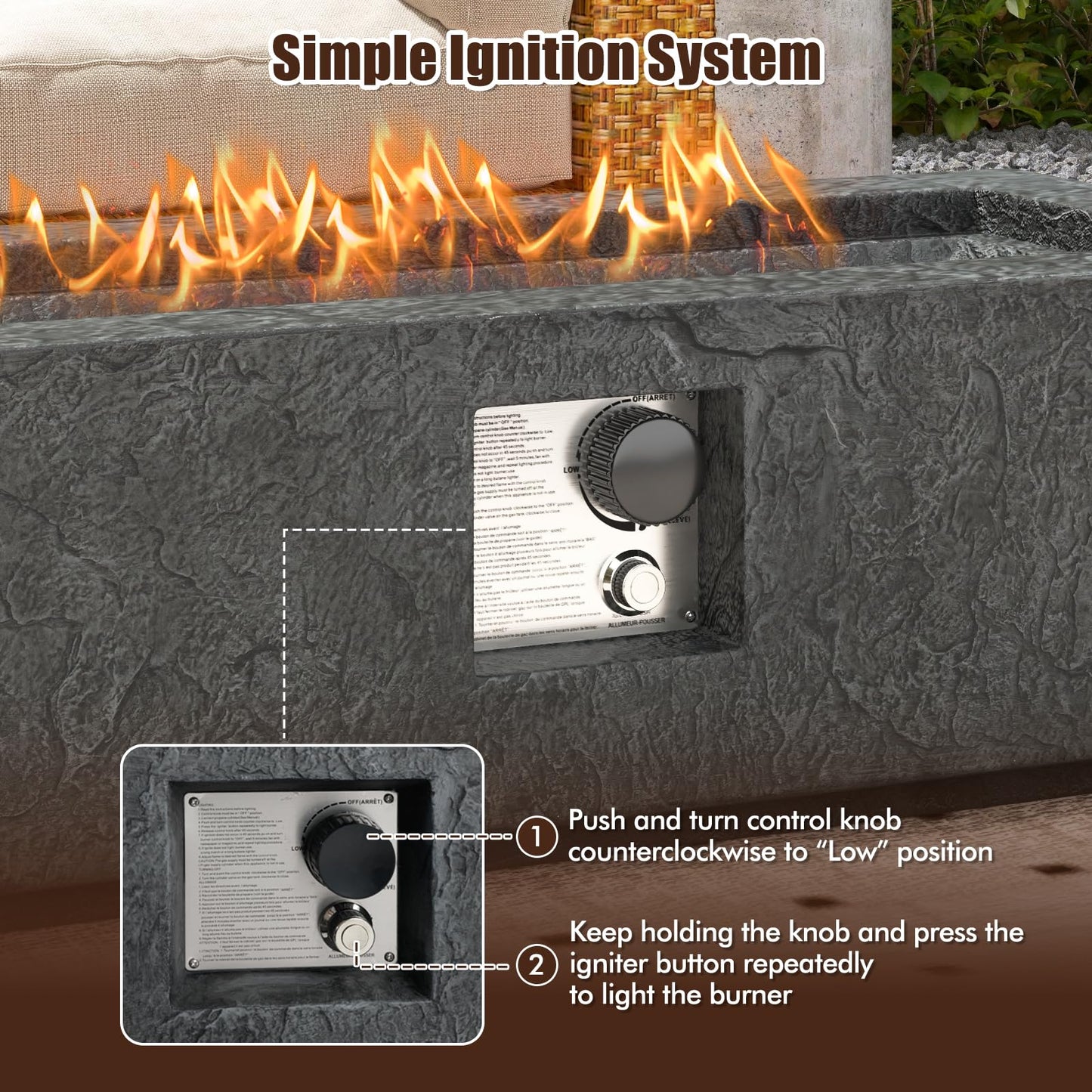 Tangkula 42.5” Propane Gas Fire Pit, 50,000 BTU Smokeless Fire Pit for Outside Patio