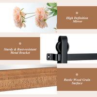 Tangkula Farmhouse Wall Mirror with Wood Frame & Metal Bracket（ 36"L x 24"W）