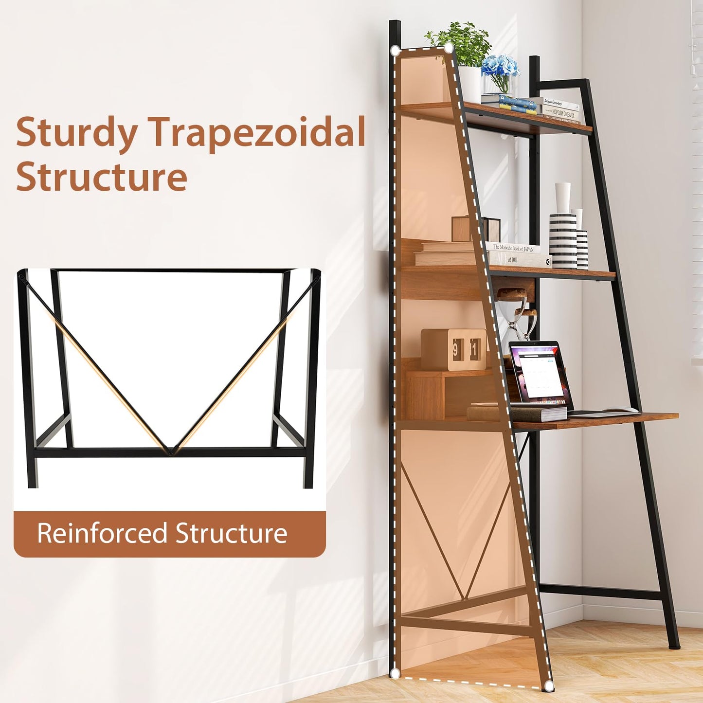 Tangkula 3-Tier Ladder Computer Desk 71 Inch Modern Writing Desk
