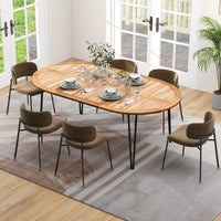 Table de salle à manger Tangkula 79 pouces pour patio, table à manger intérieure et extérieure avec trou pour parasol, plateau en bois d'acacia