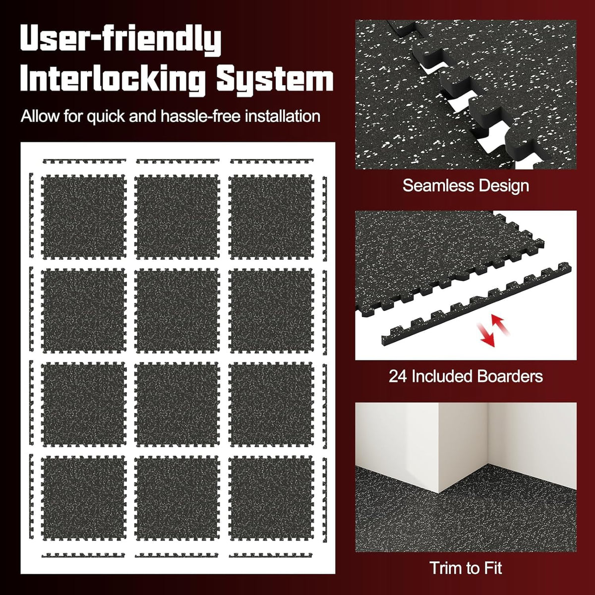Tangkula Exercise Equipment Mats (Black/Gray Speckled,0.4/0.5”-12/18 Pack)