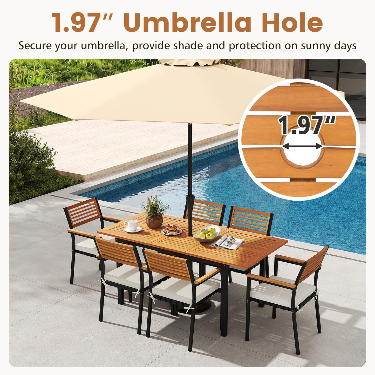 Tangkula Extendable Patio Dining Table for 4-8 People