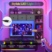 Tangkula Desktop Bookshelf with LED Lights Dorm Desk Hutch