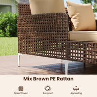 Tangkula Wicker Chaise Lounge for 2 with Seat & Back Cushions