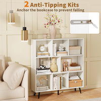 Tangkula 8-Cube Bookcase with 5 Tapered Metal Legs & 2 Anti-Tip Kit